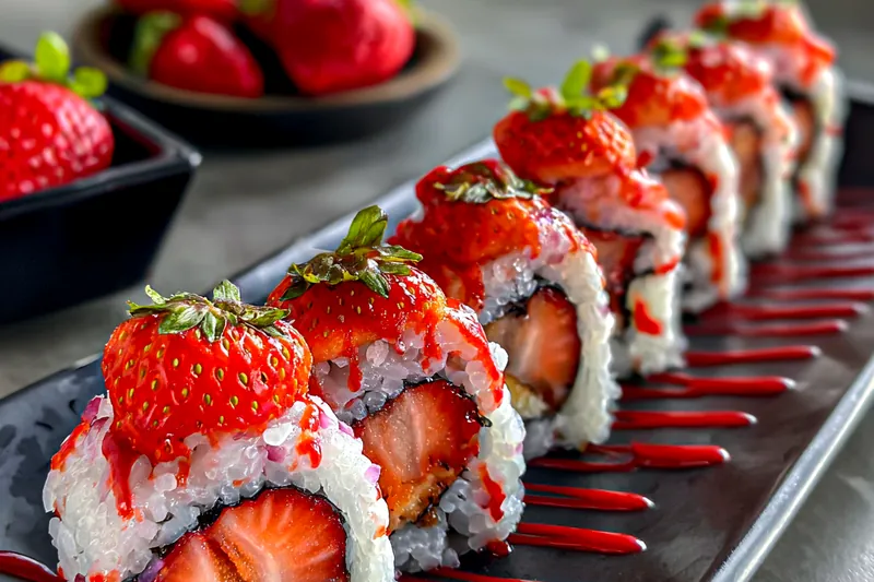 Cooking process for Strawberry Sushi Delight