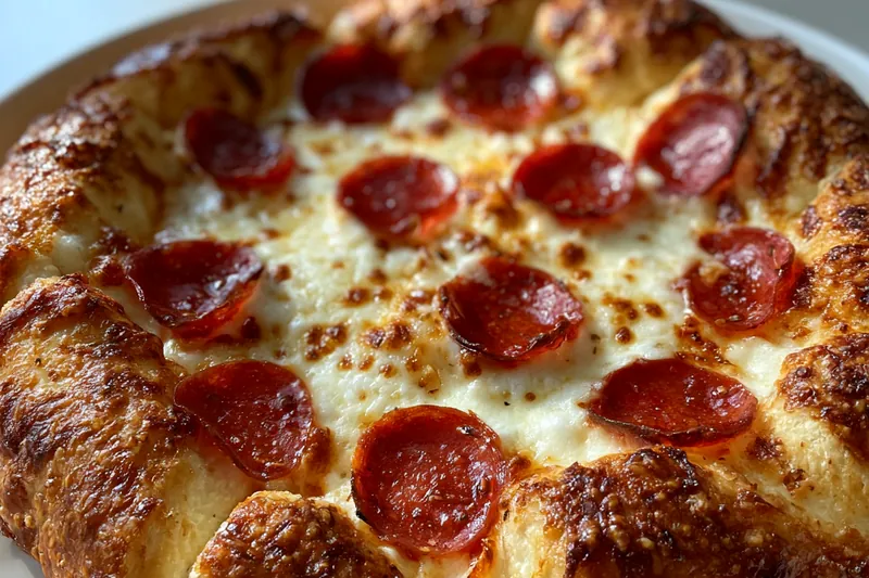 Fresh ingredients for Stuffed Crust Pepperoni Pizza