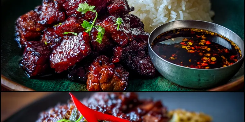 Delicious Sweet Caramelized Pork Bites served on a plate