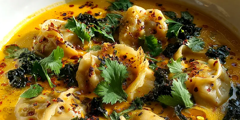 Delicious Thai Coconut Curry Dumplings served on a plate