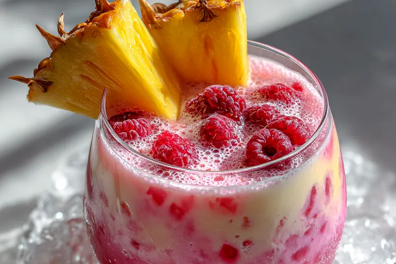 Fresh ingredients for Tropical Raspberry Colada