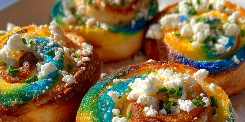 Delicious Vibrant Swirled Breakfast Pastries served on a plate