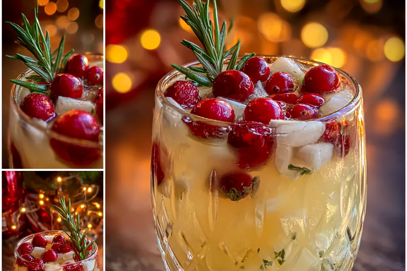 A step-by-step image of preparing the Festive Holiday Punch with vibrant ingredients.